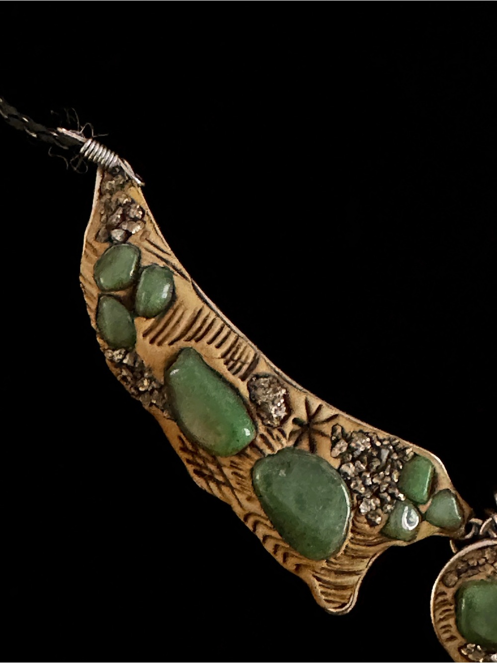 Gold-Tone Green Stone Statement Necklace & Earring Set - Picture 5 of 7